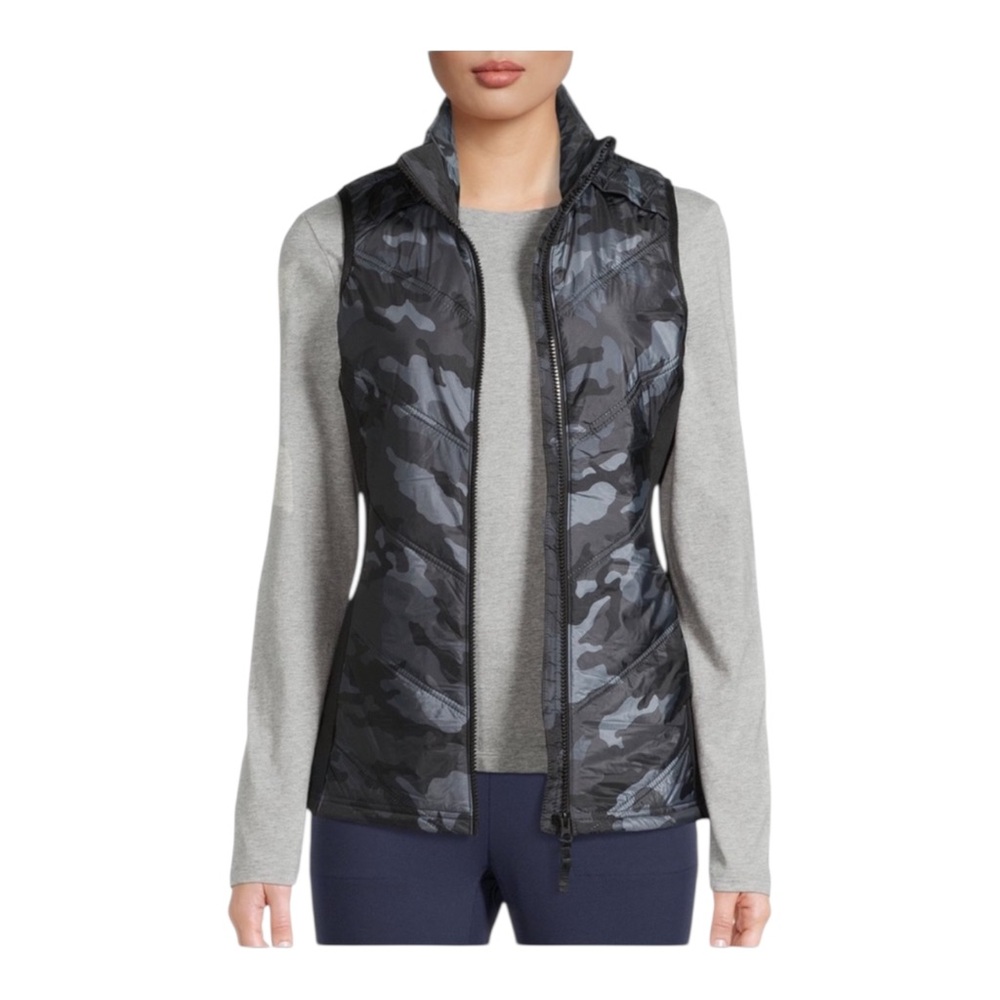 Avia Black and Grey Camo Cozy Athletic Puffer Vest XXL